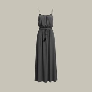 Ann Taylor LOFT Black Pom-Pom Tassel Tie Waist Maxi Dress Large Boho Summer